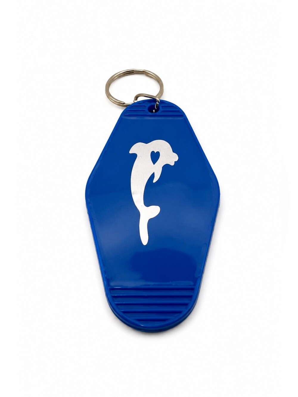 Handmade Dolphin Motel Keychain Blue Silver Resin Key Ring